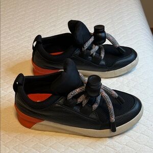 Sorel Black & Red Sneakers with Chunky Patterned Laces, Women’s 6.5